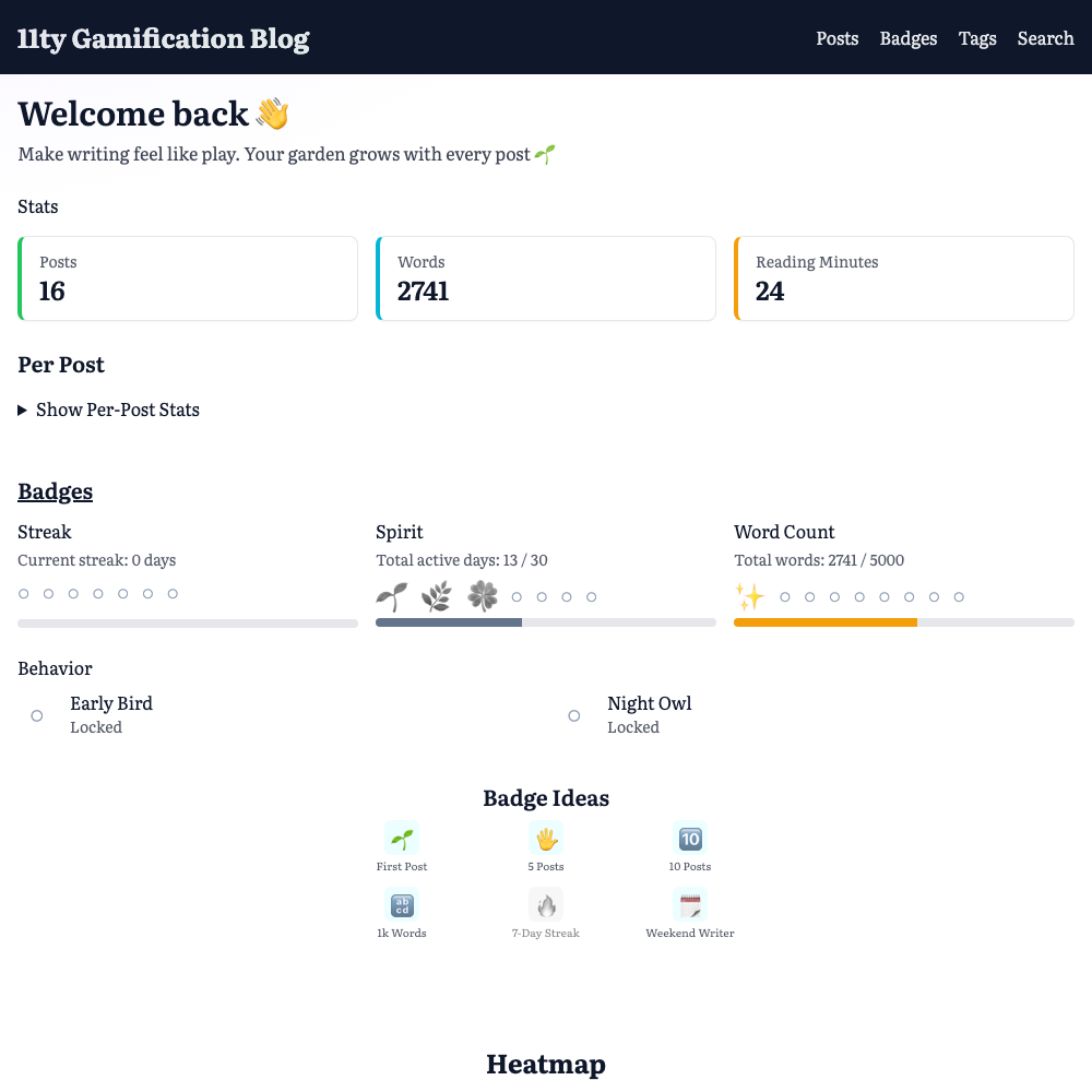 11ty Gamification screenshot