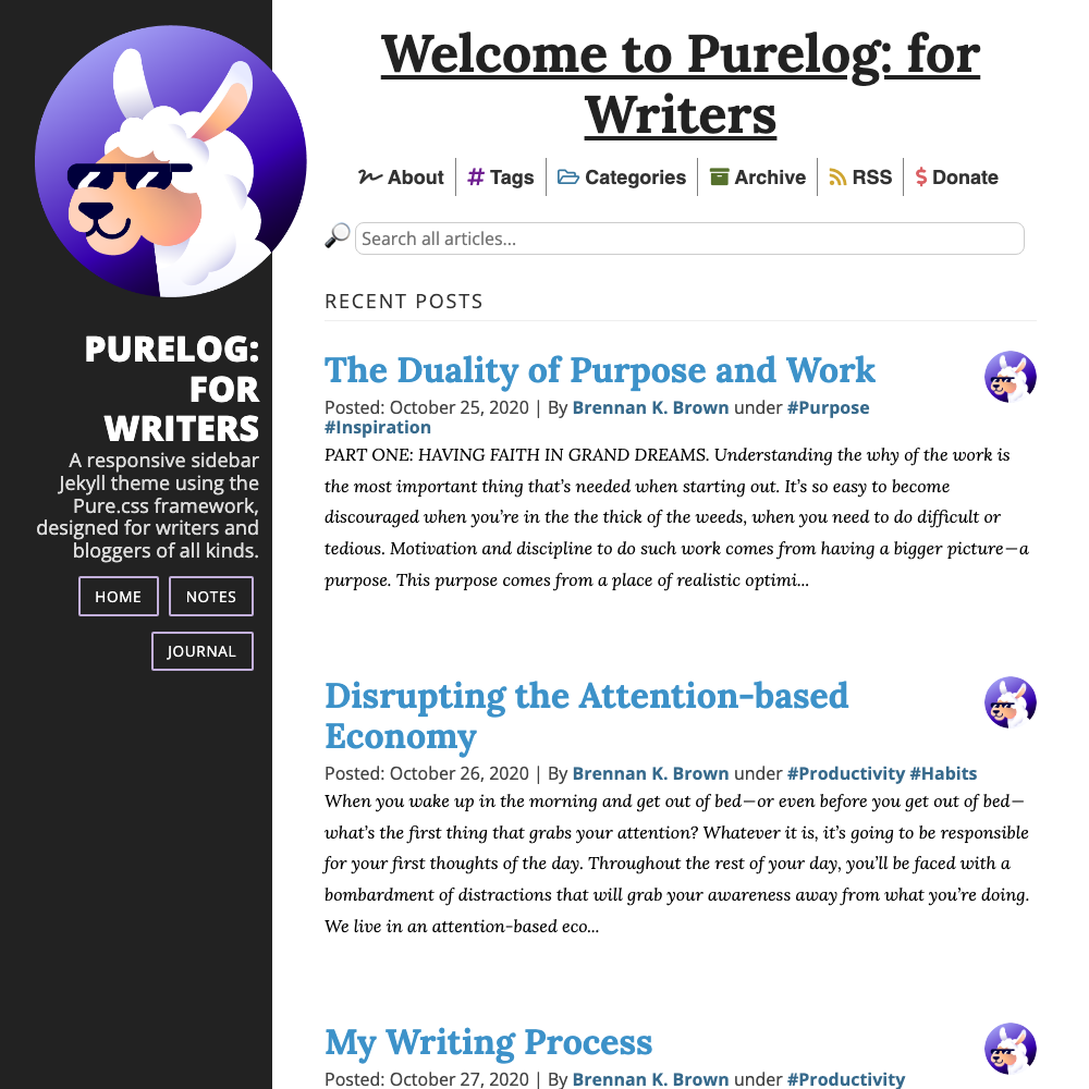 Purelog screenshot